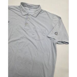 B Draddy‎ Polo Shirt Men XL White Blue Stripe Golf Pima Cotton Polo Quail Hollow
